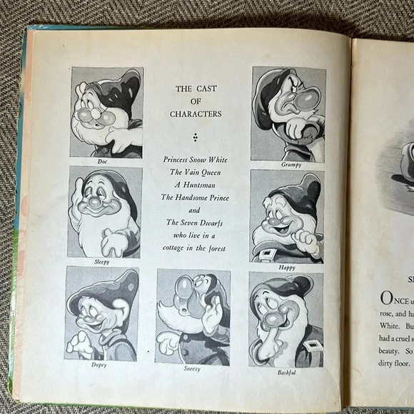 1937 VTG Walt Disney’s Snow White & the Seven Dwarfs Hardback Child’s Story Book - Picture 5 of 7